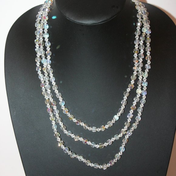 68" Opera Length Rainbow Aurora Crystal -like Beaded Necklace Item #7 - Picture 1 of 4